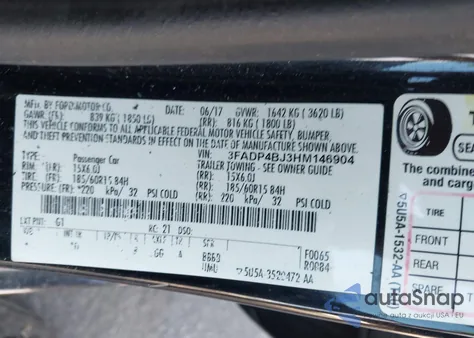 2017 Ford Fiesta Se from USA, damaged, VIN 3FADP4BJ3HM146904